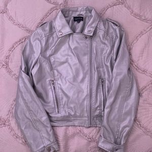 Silver leather biker jacket